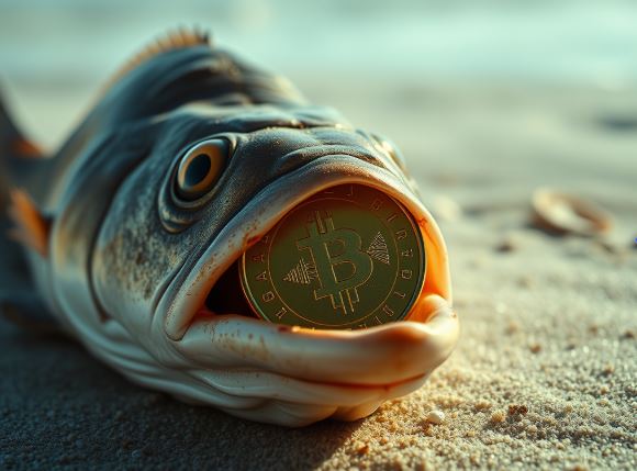 Fish with a gold coin in its mouth